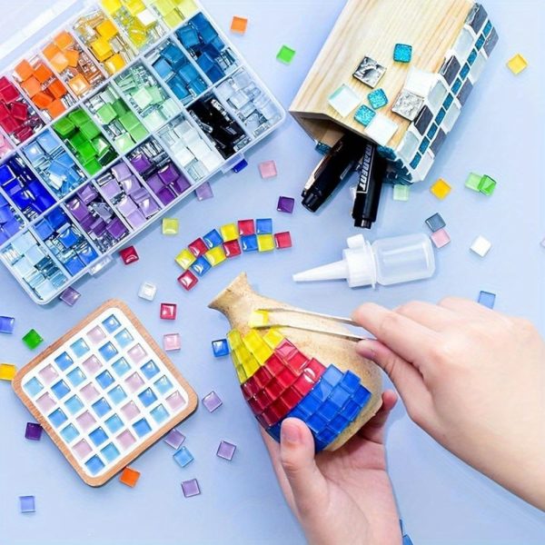 Bulk Stained Glass Mosaic Tiles-550pcs