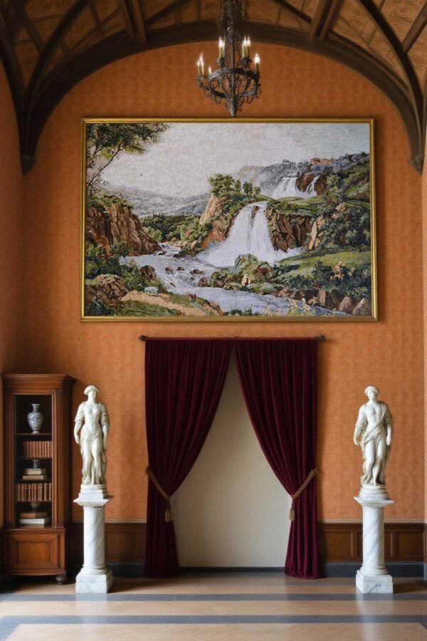 Exquisite Marble Mosaic Landscape Art