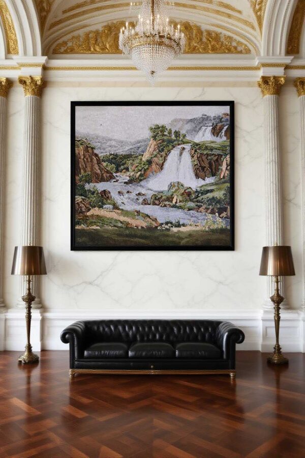 Exquisite Marble Mosaic Landscape Art