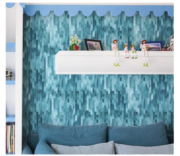 Glod/Blue Strip PVC Metal Mosaic Self - Adhesive