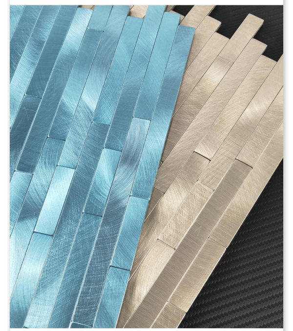 Glod/Blue Strip PVC Metal Mosaic Self - Adhesive