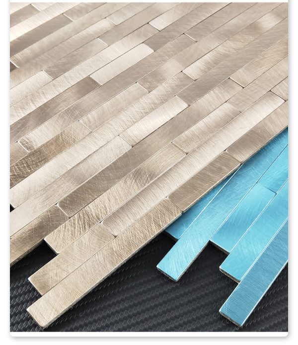 Glod/Blue Strip PVC Metal Mosaic Self - Adhesive