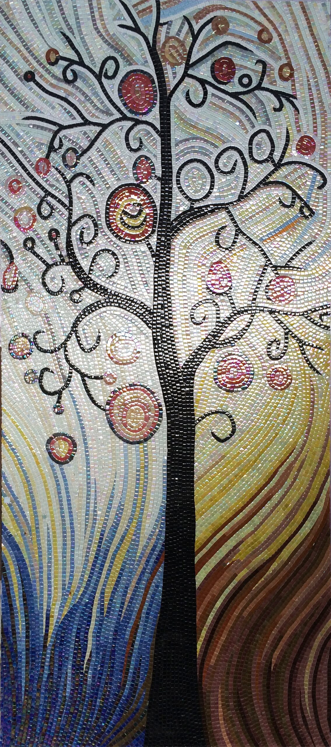 Handmade Flower Mosaic Art #6 | Botanical Tile Wall Decor