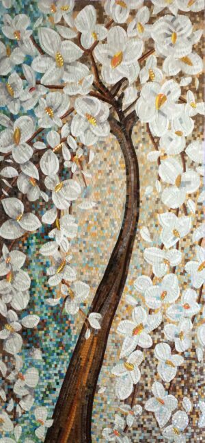 handmade_flower_012_bilitiles Handmade Flower Mosaic Art #12 | Botanical Tile Wall Decor