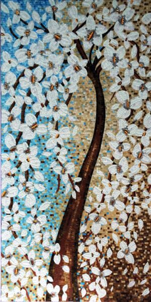 handmade_flower_013_bilitiles Handmade Flower Mosaic Art #13 | Botanical Tile Wall Decor