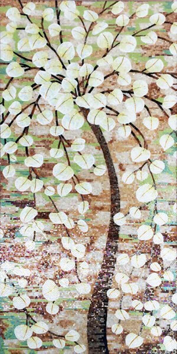 Handmade Flower Mosaic Art #20 | Botanical Tile Wall Decor