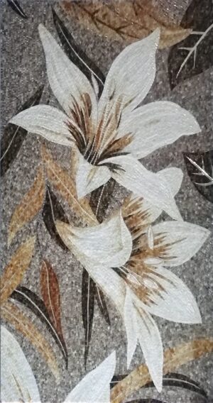 Handmade Flower Mosaic Art #22 | Botanical Tile Wall Decor