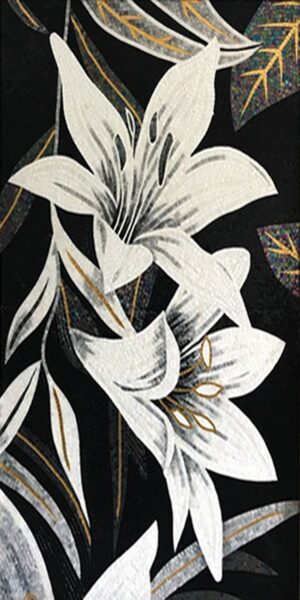 Handmade Flower Mosaic Art #24 | Botanical Tile Wall Decor