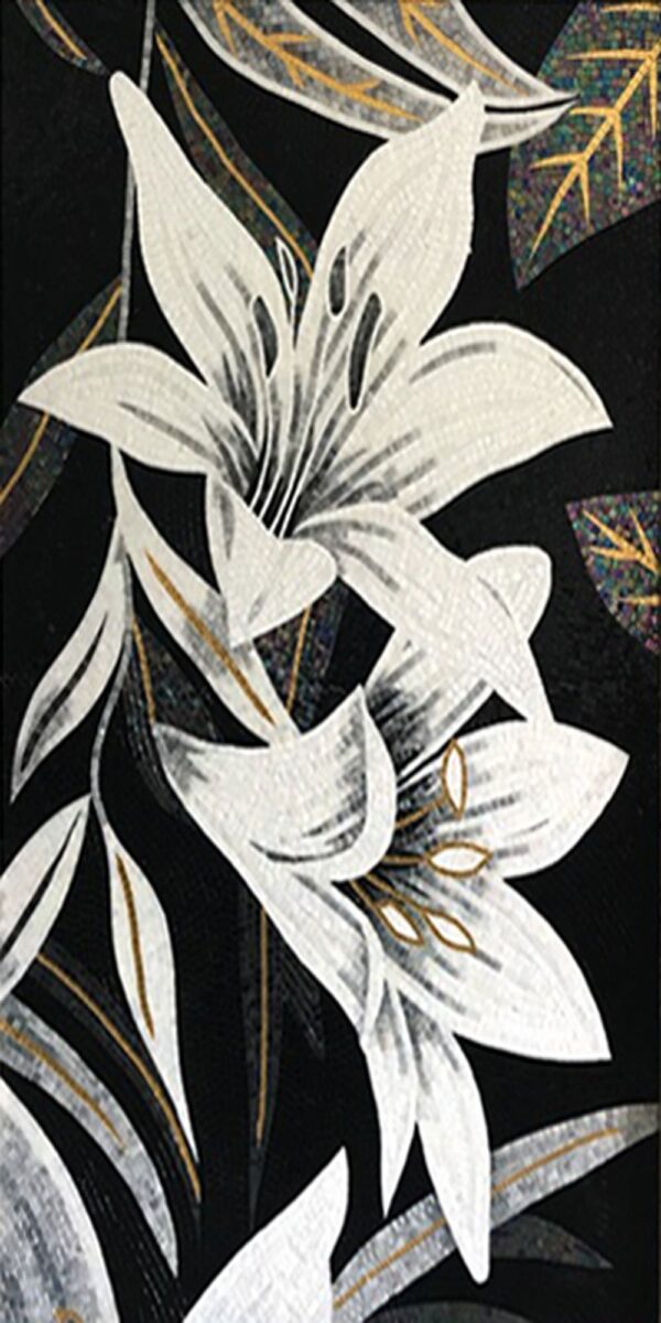 Handmade Flower Mosaic Art #24 | Botanical Tile Wall Decor