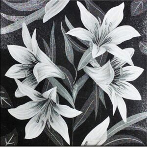 Handmade Flower Mosaic Art #26 | Botanical Tile Wall Decor