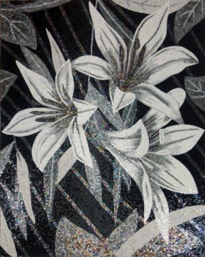 Handmade Flower Mosaic Art #28 | Botanical Tile Wall Decor