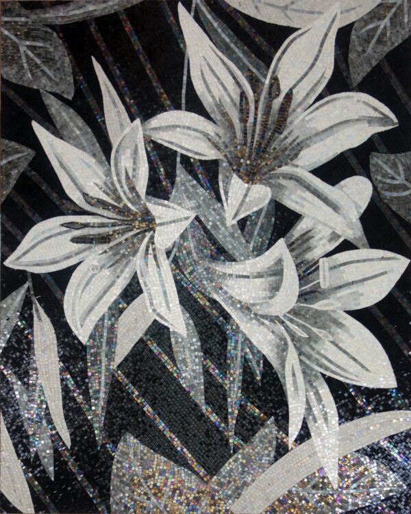 Handmade Flower Mosaic Art #28 | Botanical Tile Wall Decor