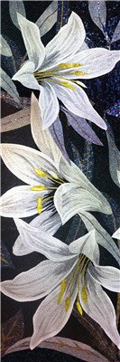 Handmade Flower Mosaic Art #29 | Botanical Tile Wall Decor