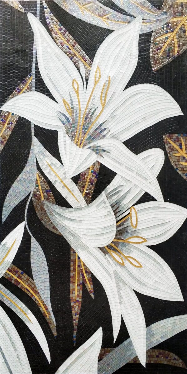 Handmade Flower Mosaic Art #37 | Botanical Tile Wall Decor