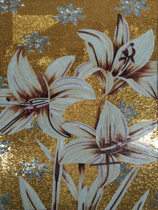 Handmade Flower Mosaic Art #41 | Botanical Tile Wall Decor