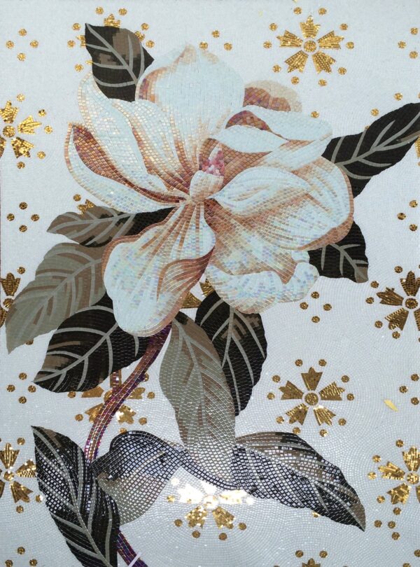 Handmade Flower Mosaic Art #43 | Botanical Tile Wall Decor