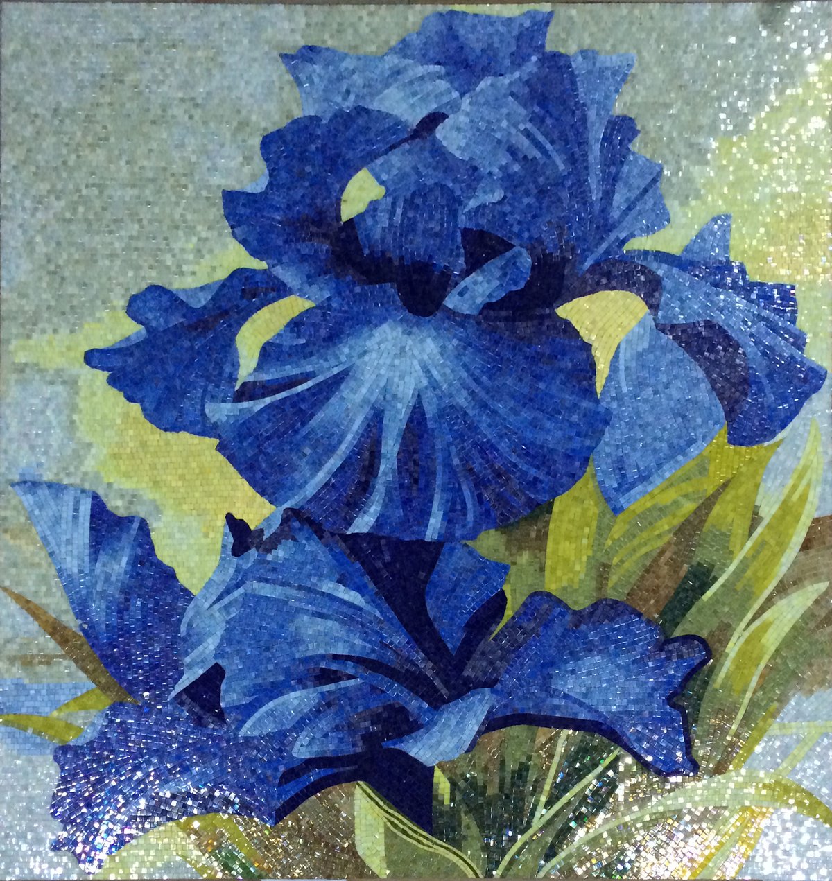 Handmade Flower Mosaic Art #49 | Botanical Tile Wall Decor