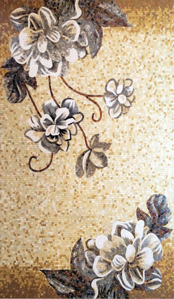 handmade_flower_050 Handmade Flower Mosaic Art #50 | Botanical Tile Wall Decor