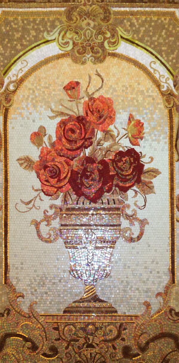 Handmade Flower Mosaic Art #55 | Botanical Tile Wall Decor