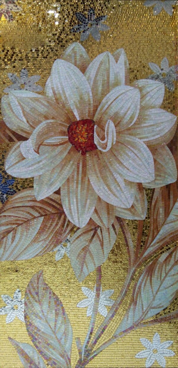 Handmade Flower Mosaic Art #63 | Botanical Tile Wall Decor
