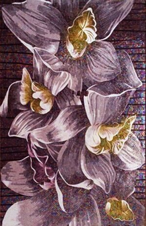 Handmade Flower Mosaic Art #74 | Botanical Tile Wall Decor