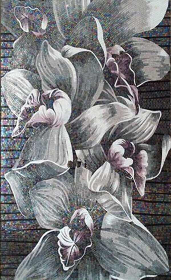 Handmade Flower Mosaic Art #76 | Botanical Tile Wall Decor