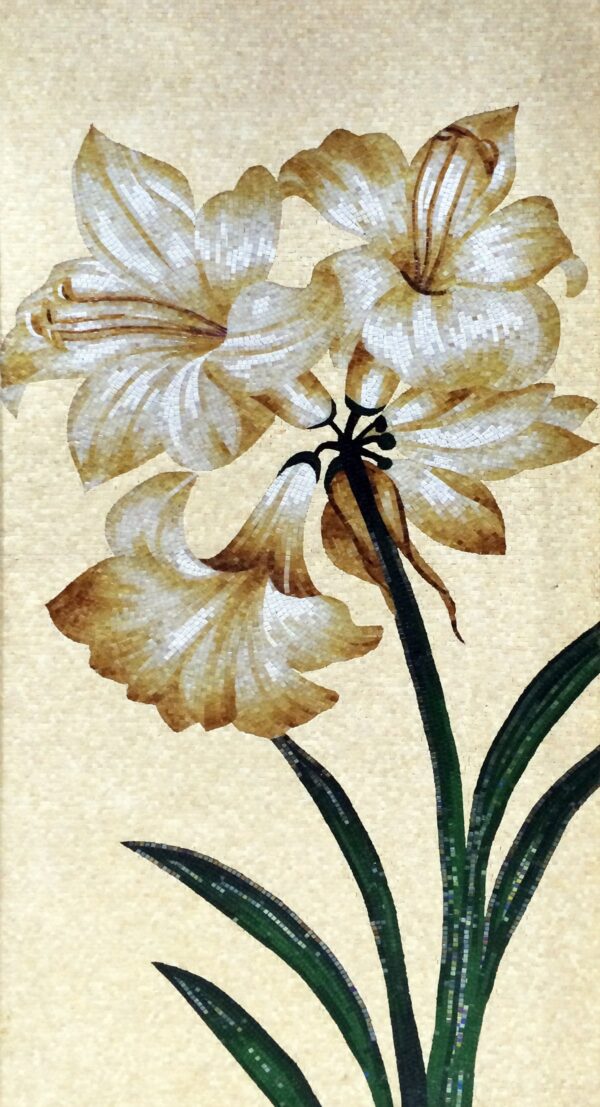 Handmade Flower Mosaic Art #79 | Botanical Tile Wall Decor