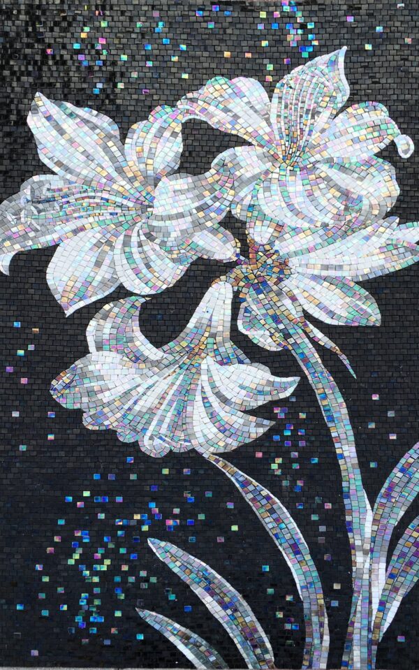 Handmade Flower Mosaic Art #81 | Botanical Tile Wall Decor