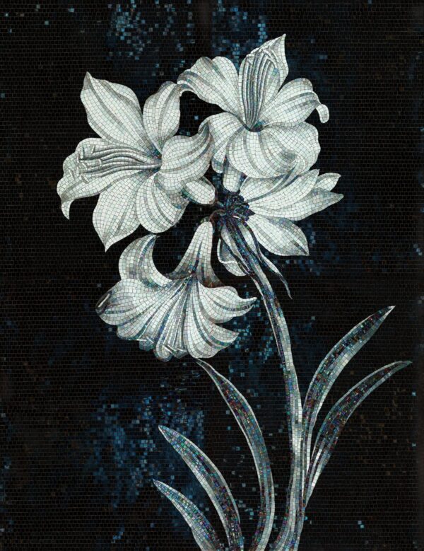 Handmade Flower Mosaic Art #83 | Botanical Tile Wall Decor