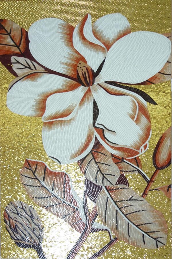 Handmade Flower Mosaic Art #88 | Botanical Tile Wall Decor