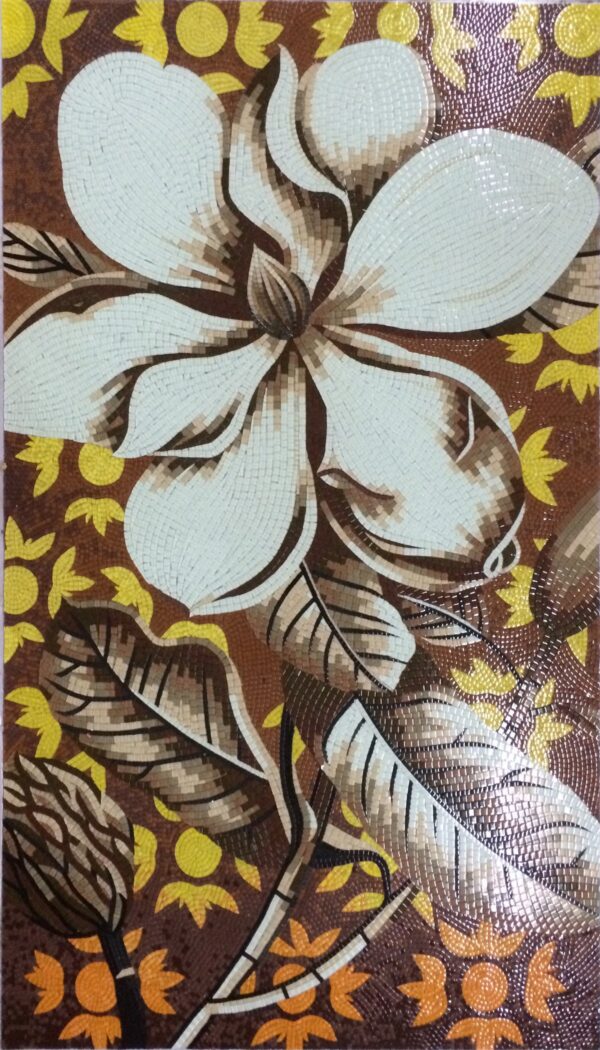 Handmade Flower Mosaic Art #91 | Botanical Tile Wall Decor