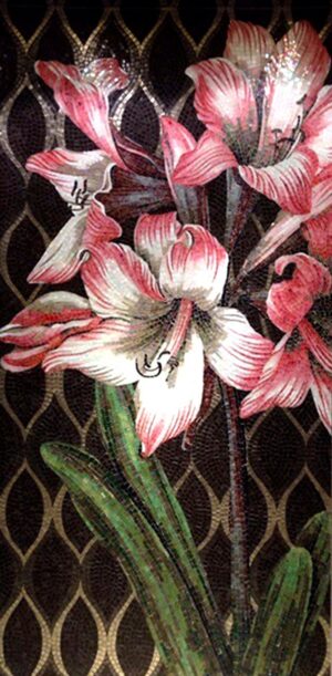 Handmade Flower Mosaic Art #93 | Botanical Tile Wall Decor