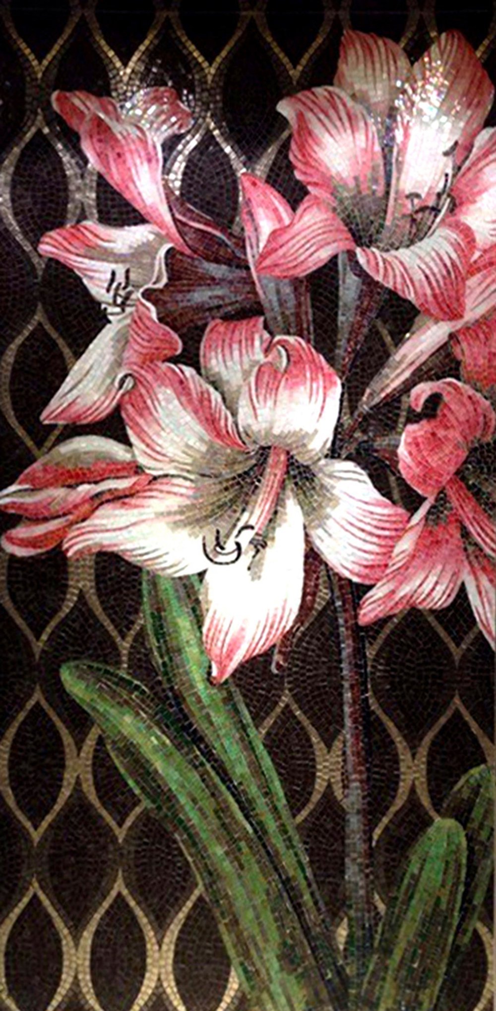 Handmade Flower Mosaic Art #93 | Botanical Tile Wall Decor