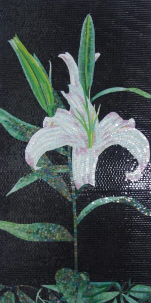 Handmade Flower Mosaic Art #94 | Botanical Tile Wall Decor