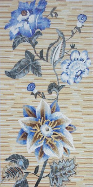 Handmade Flower Mosaic Art #98 | Botanical Tile Wall Decor