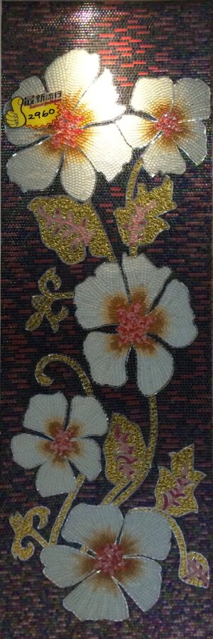 Handmade Flower Mosaic Art #100 | Botanical Tile Wall Decor