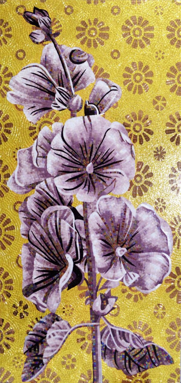 Handmade Flower Mosaic Art #102 | Botanical Tile Wall Decor