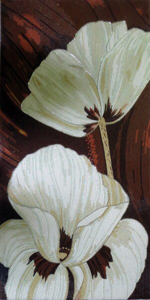 Handmade Flower Mosaic Art #103 | Botanical Tile Wall Decor