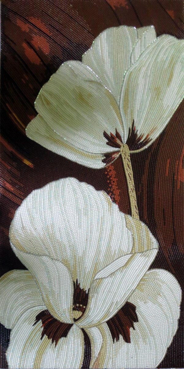 Handmade Flower Mosaic Art #103 | Botanical Tile Wall Decor