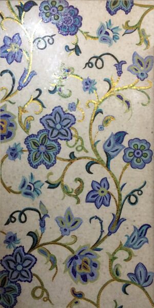 Handmade Flower Mosaic Art #105 | Botanical Tile Wall Decor