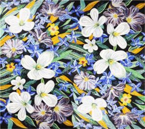 Handmade Flower Mosaic Art #107 | Botanical Tile Wall Decor