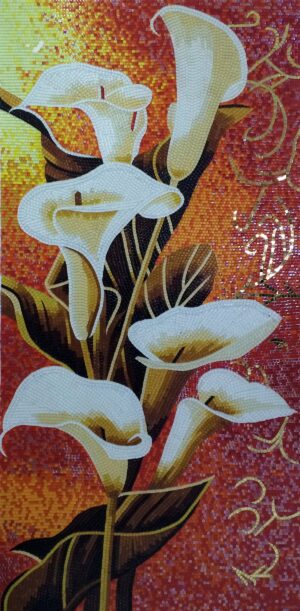 Handmade Flower Mosaic Art #111 | Botanical Tile Wall Decor