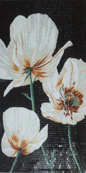 Handmade Flower Mosaic Art #112 | Botanical Tile Wall Decor