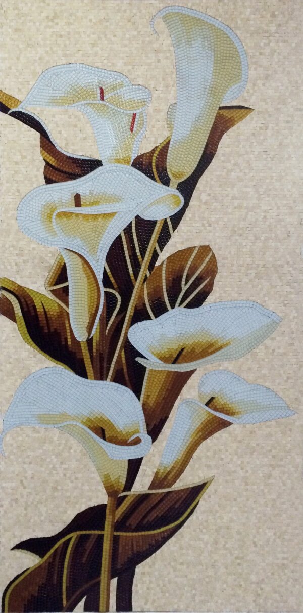 Handmade Flower Mosaic Art #122 | Botanical Tile Wall Decor