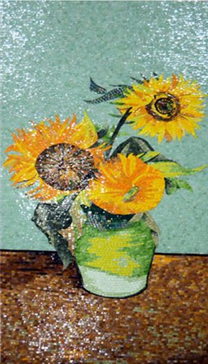 handmade_flower_127 Handmade Flower Mosaic Art #127 | Botanical Tile Wall Decor