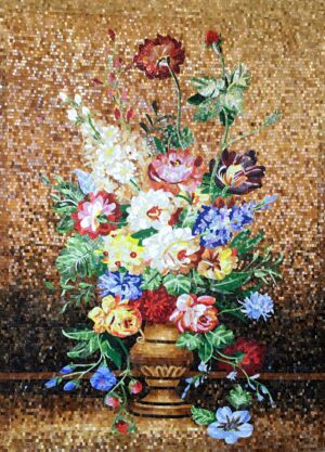 handmade_flower_130 Handmade Flower Mosaic Art #130 | Botanical Tile Wall Decor