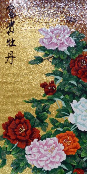 handmade_flower_134 Handmade Flower Mosaic Art #134 | Botanical Tile Wall Decor
