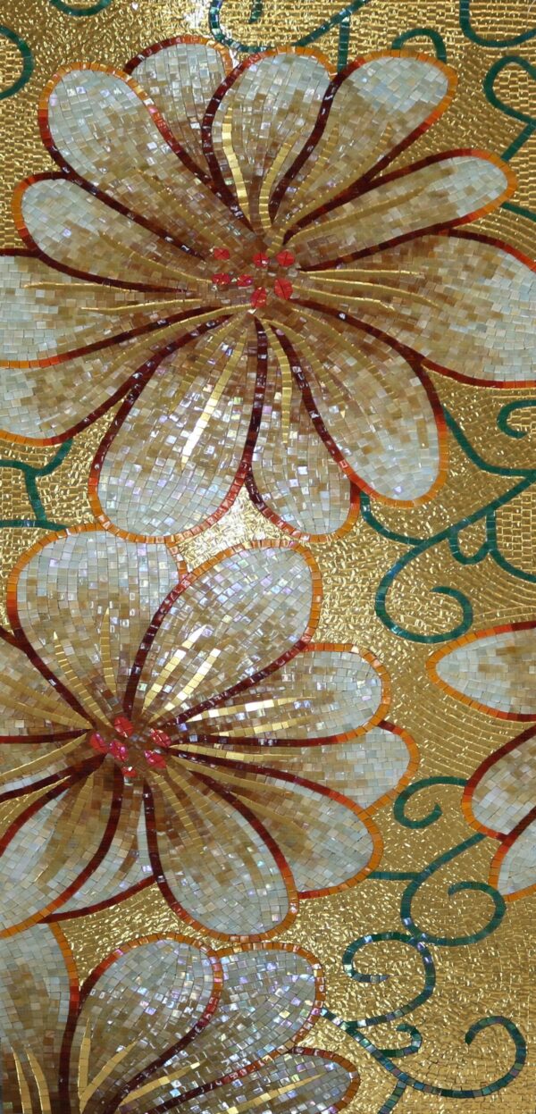 Handmade Flower Mosaic Art #146 | Botanical Tile Wall Decor