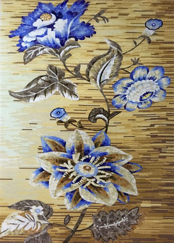 Handmade Flower Mosaic Art #147 | Botanical Tile Wall Decor