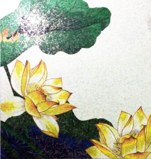 Handmade Flower Mosaic Art #153 | Botanical Tile Wall Decor